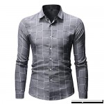 Plaid Shirts for Men Stand Collar Button Down Long Sleeve Office Undershirt Masculinous Holiday Tops Gray B07PY18LSK